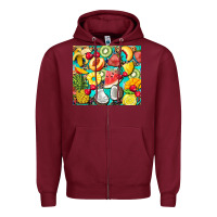 Burgundy summer fruits Zipper Hoodie - BarkalooDesign