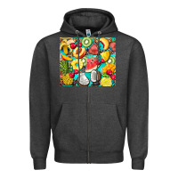 Charcoal Heather summer fruits Zipper Hoodie - BarkalooDesign