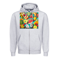 Heather Grey summer fruits Zipper Hoodie - BarkalooDesign