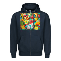 Navy summer fruits Zipper Hoodie - BarkalooDesign