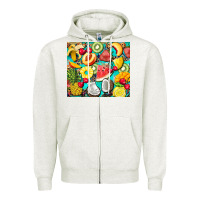 Oatmeal Heather summer fruits Zipper Hoodie - BarkalooDesign