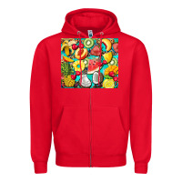 Red summer fruits Zipper Hoodie - BarkalooDesign