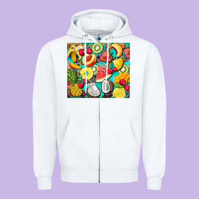 Summer Fruits Zipper Hoodie Designed By Barkaloodesign