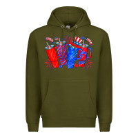 Army Green american obsessive cup Premium Hoodie - CowhideDigitalArt