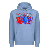 Colony Blue american obsessive cup Premium Hoodie - CowhideDigitalArt