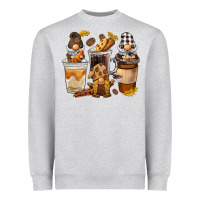 Heather Grey Coffee gnome Heavyweight Sweatshirt - BarkalooDesign
