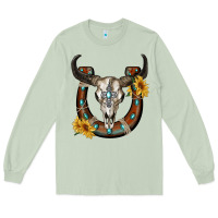 Matcha bull skull with horseshoe Long Sleeve Tee - RanaPortraitStore