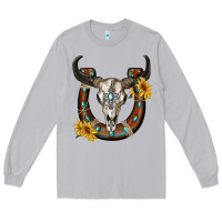 Moon Dust bull skull with horseshoe Long Sleeve Tee - RanaPortraitStore