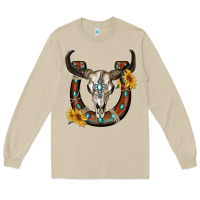 Mushroom bull skull with horseshoe Long Sleeve Tee - RanaPortraitStore
