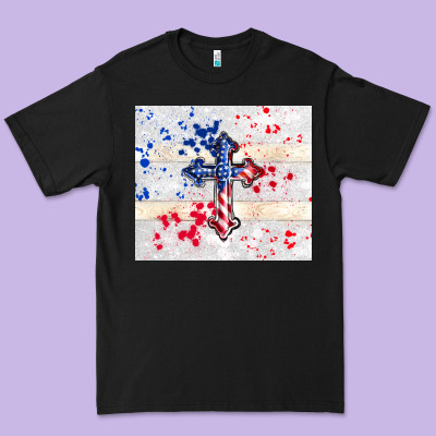 4th Of July Flag Cross Premium Tee Designed By Tumblerdesignbyshophia