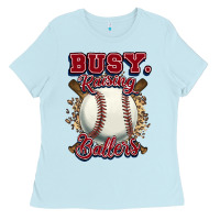 Baby Blue Busy raising ballers Ladies Tee - HowdyJamesFarm