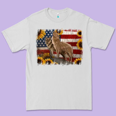 American Th Of July Wolves Premium Tee Designed By Jasminsmagicworld