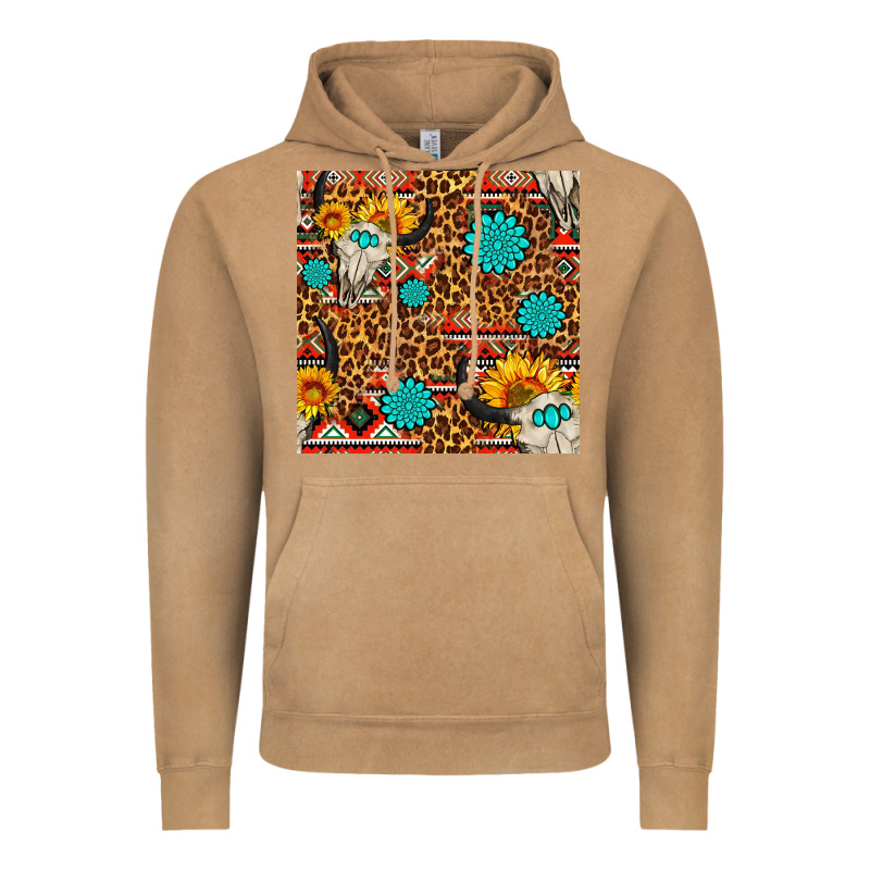 Western Aztec Bull Skull Seamless Pattern Vintage Hoodie by FaDigitalArtStudio | Teevron
