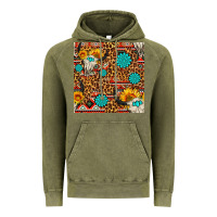 Vintage Olive western aztec bull skull seamless pattern Vintage Hoodie - FaDigitalArtStudio