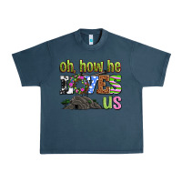 Midnight Navy Easter Day Oh he loves us Urban Heavy Tee - OliviaCreatesArt