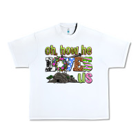 White Easter Day Oh he loves us Urban Heavy Tee - OliviaCreatesArt