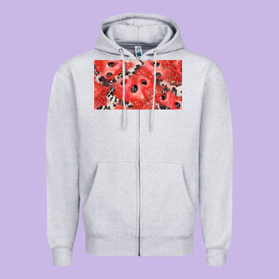 Watermelon Strawberry Cowhide Cup Zipper Hoodie Designed By Barkaloodesign