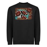 Black American football leopard cowhide turquoise  leather background Heavyweight Sweatshirt - BarkalooDesign