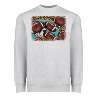 Heather Grey American football leopard cowhide turquoise  leather background Heavyweight Sweatshirt - BarkalooDesign