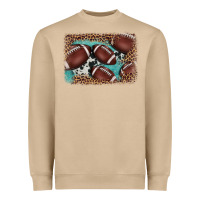 American Football Leopard Cowhide Turquoise  Leather Background Heavyweight Sweatshirt | Teevron