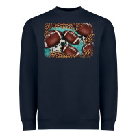 Navy American football leopard cowhide turquoise  leather background Heavyweight Sweatshirt - BarkalooDesign
