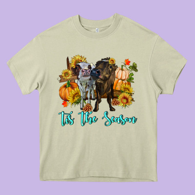 Tis The Season Cows Heavy Core Tee Designed By Ranaportraitstore