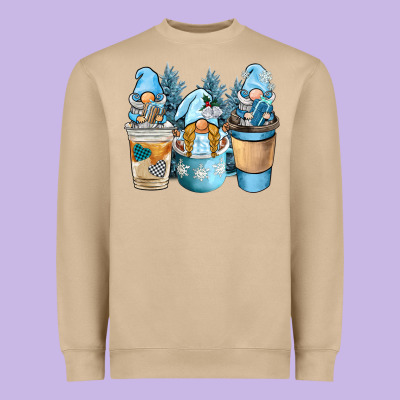 Winter Coffee Gnome Heavyweight Sweatshirt Designed By Barkaloodesign