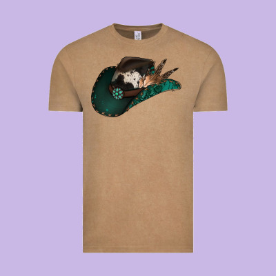 Cowhide Flowers Cowboy Hat Vintage Tee Designed By Jasminsmagicworld
