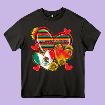 Mexican Hearts Heavy Core Tee Designed By Texasbilliewilder