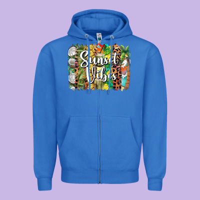Sunset Vibes Brush Stroke Zipper Hoodie Designed By Barkaloodesign