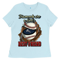 Baby Blue Diamonds are a girl's best friend Baseball Ladies Tee - HowdyJamesFarm