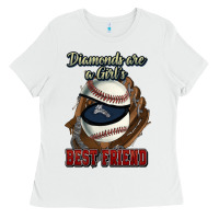 White Diamonds are a girl's best friend Baseball Ladies Tee - HowdyJamesFarm