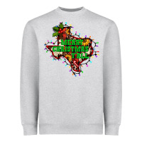 Heather Grey merry Christmas y'all Texas map Heavyweight Sweatshirt - BarkalooDesign