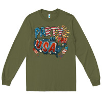Army Green Party in the USA Long Sleeve Tee - FaDigitalArtStudio