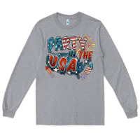 Heather Grey Party in the USA Long Sleeve Tee - FaDigitalArtStudio