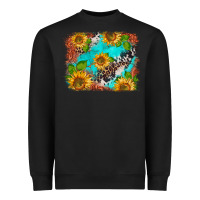 Black western sunflowers turquoise cowhide  tooled leather Heavyweight Sweatshirt - BarkalooDesign