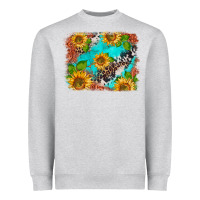 Heather Grey western sunflowers turquoise cowhide  tooled leather Heavyweight Sweatshirt - BarkalooDesign