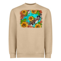 Mushroom western sunflowers turquoise cowhide  tooled leather Heavyweight Sweatshirt - BarkalooDesign