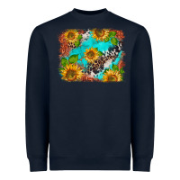 Navy western sunflowers turquoise cowhide  tooled leather Heavyweight Sweatshirt - BarkalooDesign