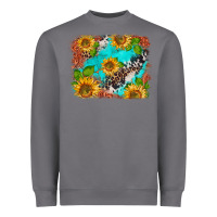 Storm western sunflowers turquoise cowhide  tooled leather Heavyweight Sweatshirt - BarkalooDesign