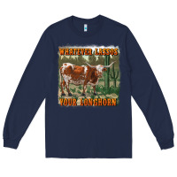 Navy whatever lassos your longhorn Long Sleeve Tee - RanaPortraitStore