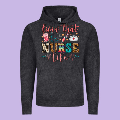 Livin' That Nurse Life Vintage Hoodie Designed By Fadigitalartstudio