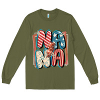 Army Green 4th of July nana with lightning bolt Long Sleeve Tee - FaDigitalArtStudio