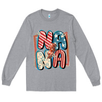 Heather Grey 4th of July nana with lightning bolt Long Sleeve Tee - FaDigitalArtStudio
