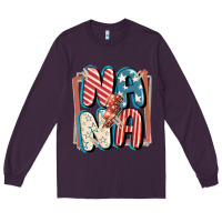 Plum 4th of July nana with lightning bolt Long Sleeve Tee - FaDigitalArtStudio