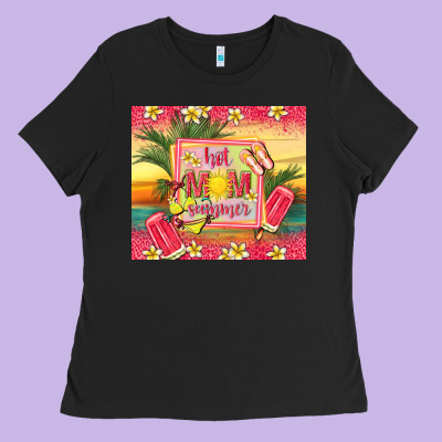 Hot Mom Summer Ladies Tee Designed By Tumblerdesignbyshophia