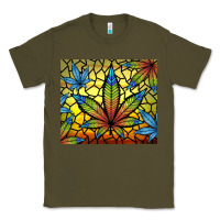 Army Green stained glass weed Classic Tee - TumblerDesignByShophia