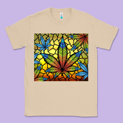 Stained Glass Weed Classic Tee Designed By Tumblerdesignbyshophia