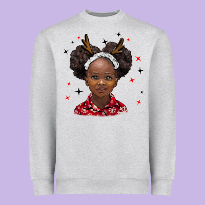 Christmas African Girl Heavyweight Sweatshirt Designed By Barkaloodesign