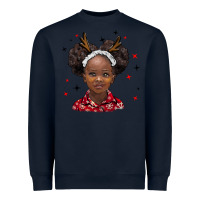 Navy christmas african girl Heavyweight Sweatshirt - BarkalooDesign